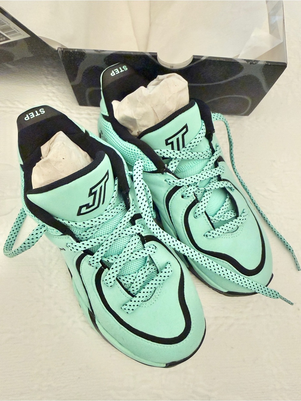 Mint Green JT Athletic Sneakers with Black Accents